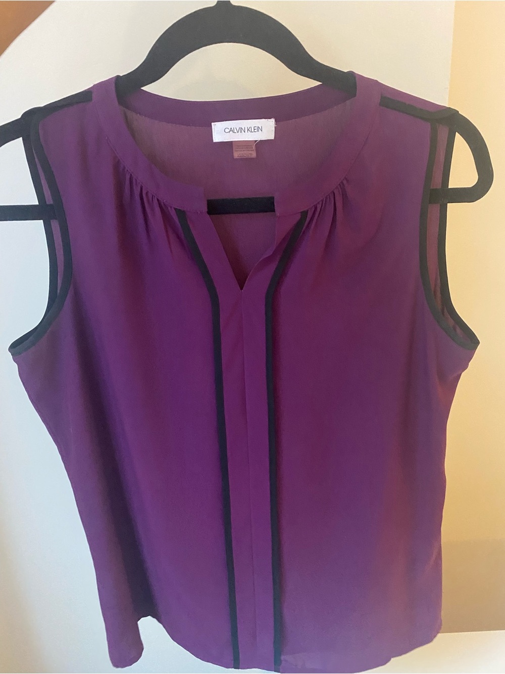 Calvin Klein Purple Sleeveless Top with Black Trim